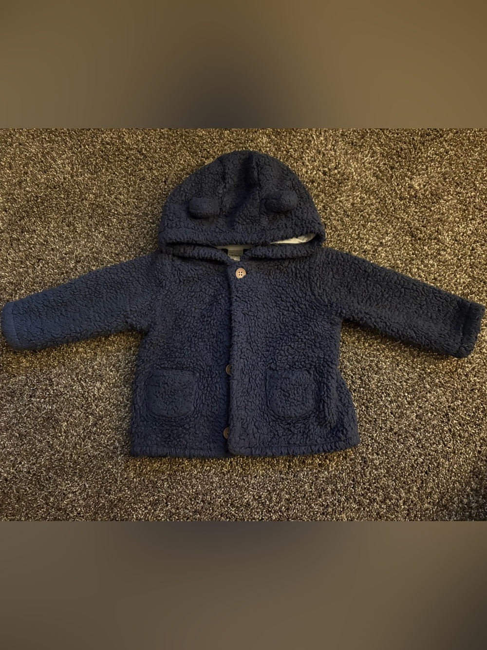 Carter's Navy Sherpa Hooded Pea Coat with Ear Accents